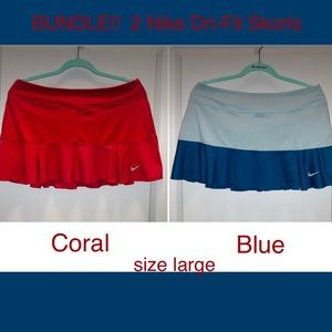 2 Nike Dri-Fit Workout Skorts Size Lrg Blue Coral